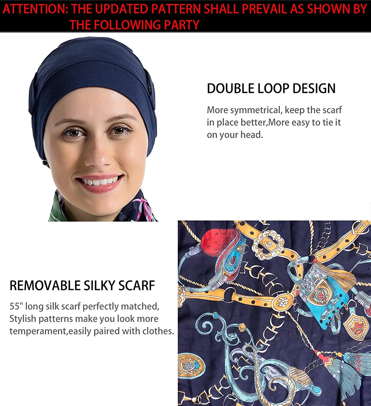 Bamboo Cotton Liner Chemo Headwear for Womenwith Silky Scarfs for Cancer Hair Loss Sleep Caps Beanie Apparel & Accessories > Clothing Accessories > Headwear JarseHera   