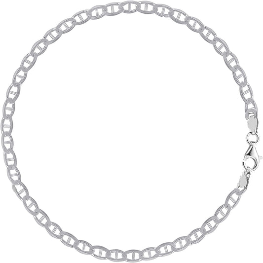 Ritastephens Italian Sterling Silver Mariner Link Chain Anklet, Bracelet, or Necklace (1.8Mm, 2.7Mm) Apparel & Accessories > Jewelry > Anklets Ritastephens Regular Anklet 11.0 Inches 