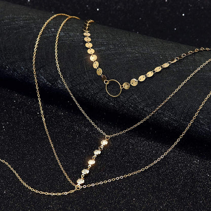 Suyi Stylish Layered Sequins Choker Necklace with Thin Long Chain Pendant for Women Lady Girl Apparel & Accessories > Jewelry > Necklaces Suyi   