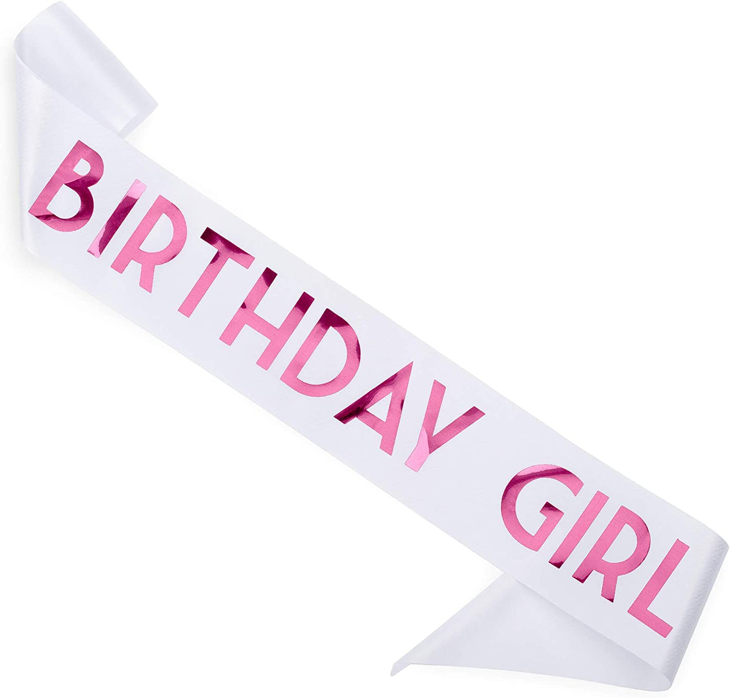 CORRURE 'Birthday Girl' Sash with Rose Gold Foil - Soft Satin White Sash for Women - Happy Birthday Sash for Sweet 16, 18Th 21St 25Th 30Th 40Th 50Th or Any Other Bday Party Apparel & Accessories > Clothing Accessories > Sashes Pego Brands General White-pink  