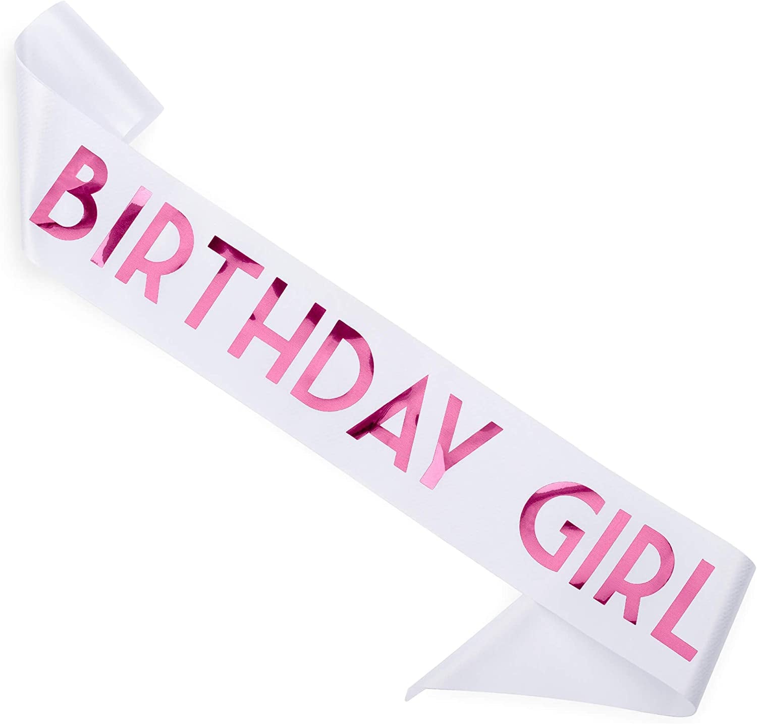 CORRURE 'Birthday Girl' Sash with Rose Gold Foil - Soft Satin White Sash for Women - Happy Birthday Sash for Sweet 16, 18Th 21St 25Th 30Th 40Th 50Th or Any Other Bday Party Apparel & Accessories > Clothing Accessories > Sashes Pego Brands General White-pink  