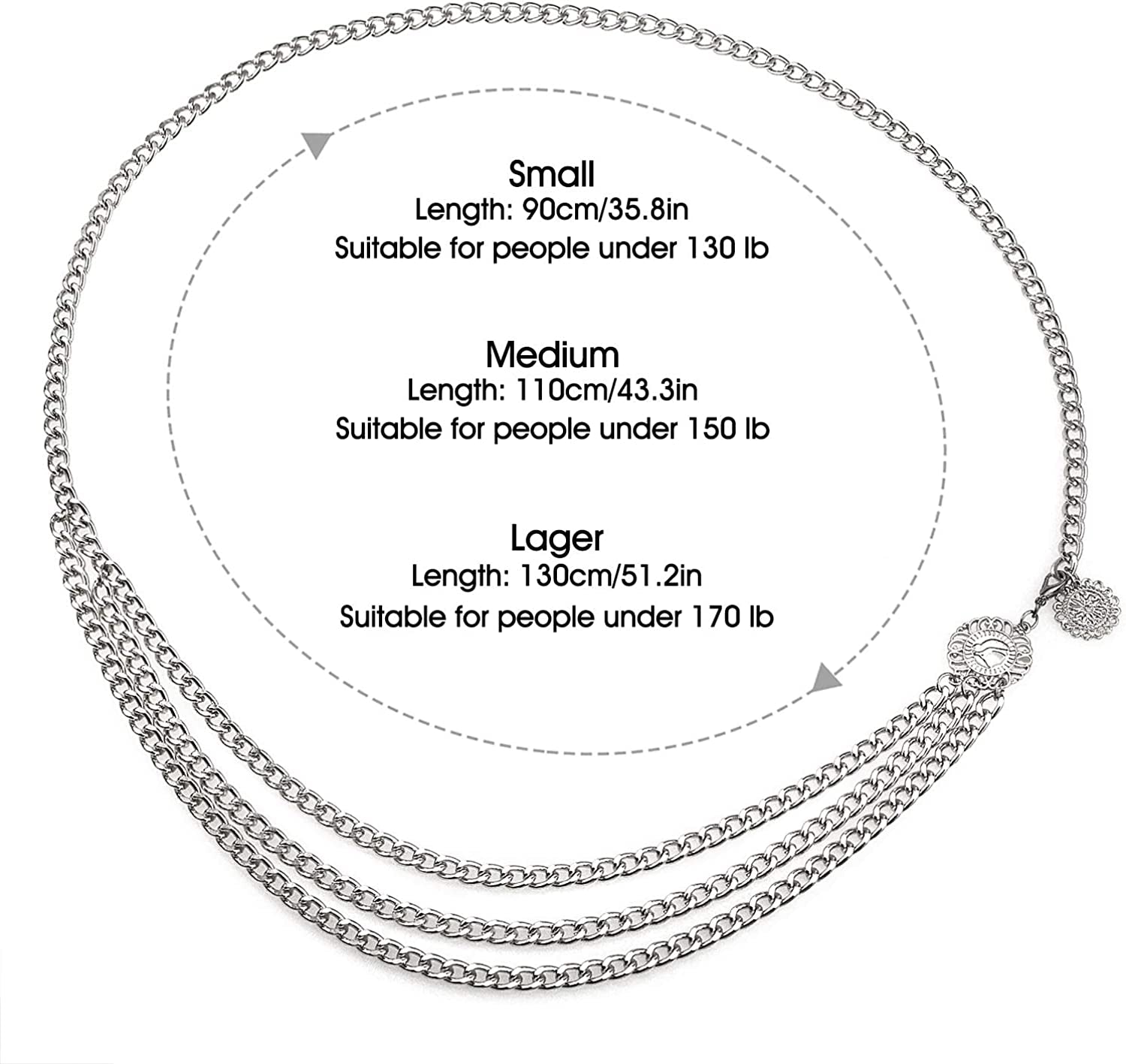 Glamorstar Multilayer Metal Waist Chain Dress Belts Metal Belt for Women Apparel & Accessories > Clothing Accessories > Belts Glamorstar   