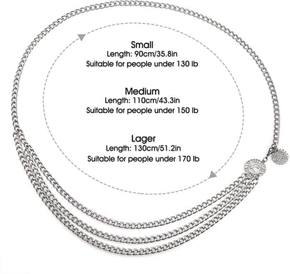 Glamorstar Multilayer Metal Waist Chain Dress Belts Metal Belt for Women Apparel & Accessories > Clothing Accessories > Belts Glamorstar   