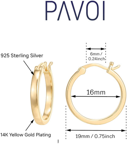PAVOI 14K Gold Plated 925 Sterling Silver Post Lightweight Hoops | 20Mm - 30Mm | Gold Hoop Earrings for Women Apparel & Accessories > Jewelry > Earrings PAVOI   