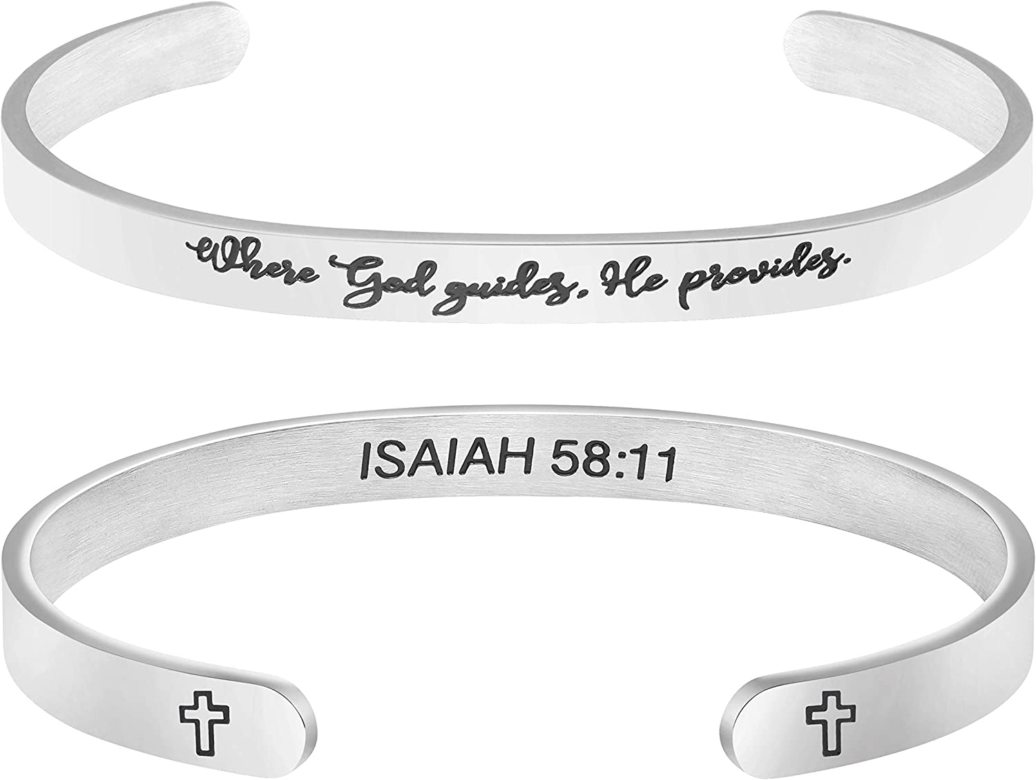Christian Bracelets for Women Inspirational Gifts Bible Verse Religious Faith Jewelry Cuff Bracelet Mothers Day Christmas Birthday Jewelry for Her Mother Daughter Apparel & Accessories > Jewelry > Bracelets Memgift Isaiah 58:11-Where God guides he provides  