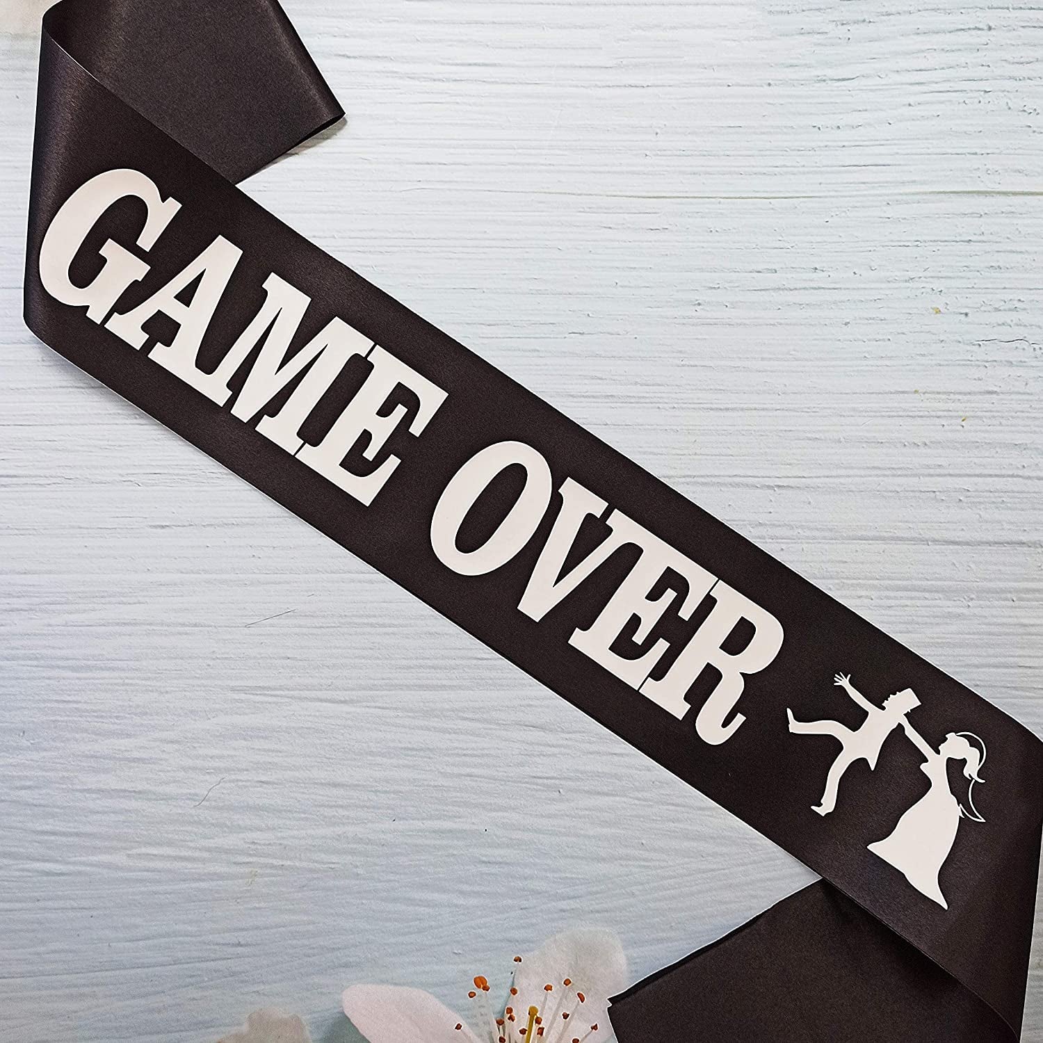 Game over Bachelor Party Groom Sash, Funny Wedding Engagement Gift Idea for Video Gamer Groom to Be Apparel & Accessories > Clothing Accessories > Sashes Magnusson's Garden   