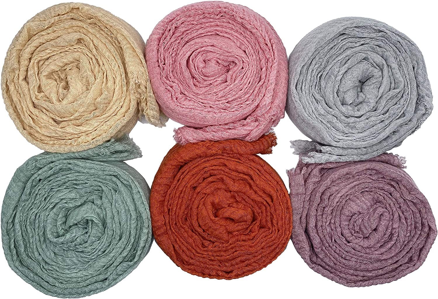MANSHU 6 PCS Women Soft Scarf Shawl Long Scarf, Scarf and Wrap, Big Head Scarf Apparel & Accessories > Clothing Accessories > Scarves & Shawls MANSHU Yellow, Grey, Pink, Orange, Green, Bean Paste  