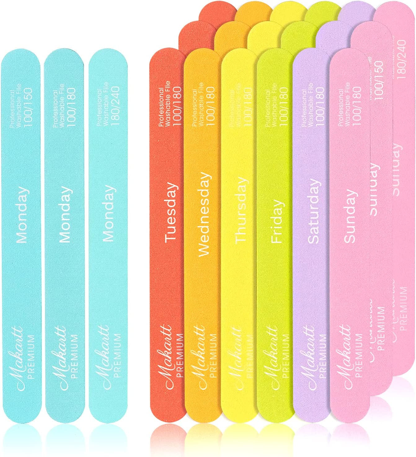 Makartt Nail File 100 180 Grit Emery Boards for Nails 10Pcs Nail Files Professional Washable Doubled Sides Nail File Kit for Manicure Pedicure Natural Acrylic Nails Coarse Nail File for DIY Salon Use Health & Beauty > Personal Care > Cosmetics > Cosmetic Tools > Nail Tools Makartt colorful-100/150/180/240Grit  