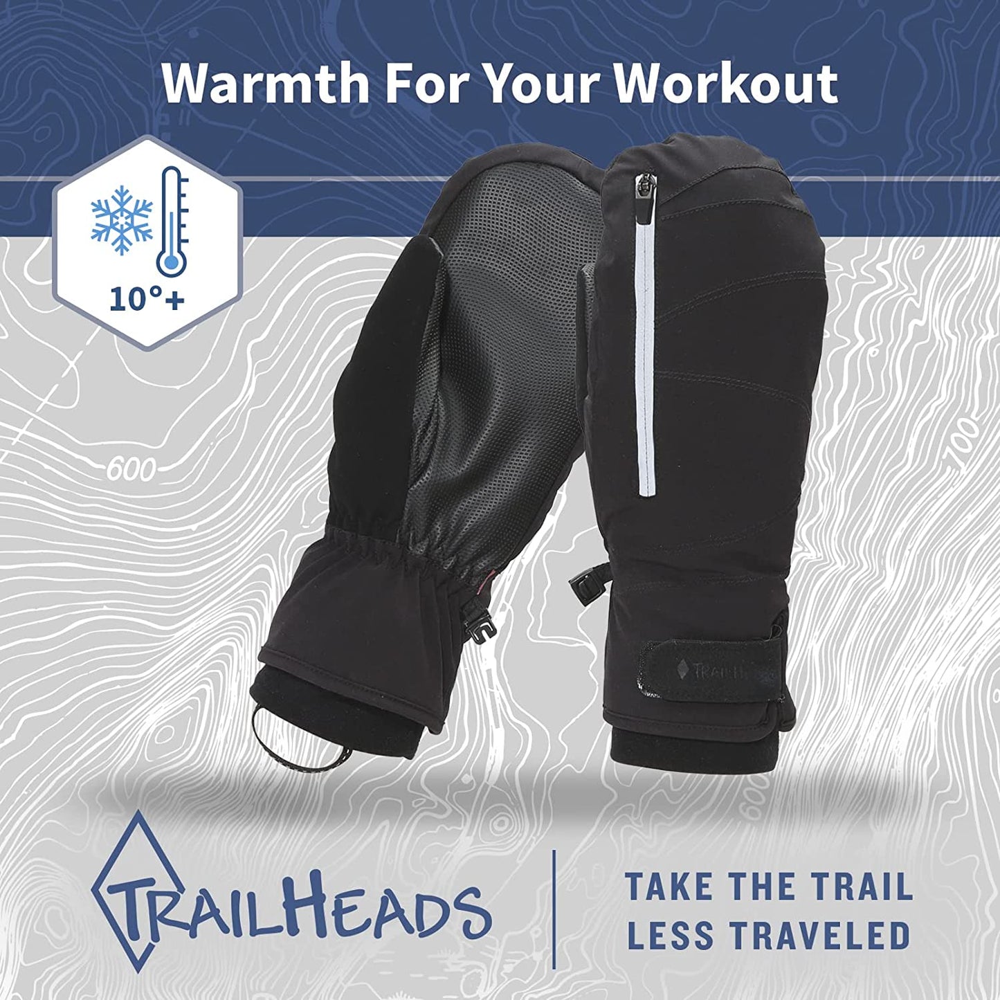 Trailheads Women’S Convertible Zip Mitts | Winter Running Mittens | Thermal Mittens for Cold Weather | Women’S Mittens for Outdoor Sports - Black Apparel & Accessories > Clothing Accessories > Gloves & Mittens TrailHeads   