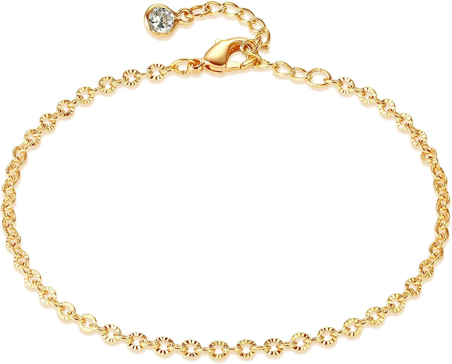 Dremmy Studios Simple Gold Chain Anklet,14K Gold/Silver Plated Dainty Summer Beach Anklets for Women Apparel & Accessories > Jewelry > Anklets DREMMY STUDIOS Gold Chain  