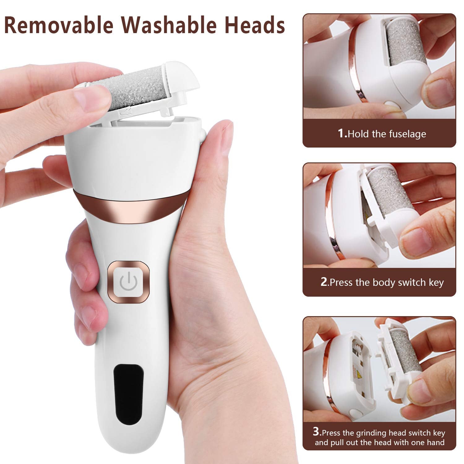 Electric Callus Remover Refill,Elmchee Perfect Refill 3 Same Rough Replacement Rollers Professional Feet Care Grinding Heads Pack of 3 (Grey) Health & Beauty > Personal Care > Foot Care Elmchee   