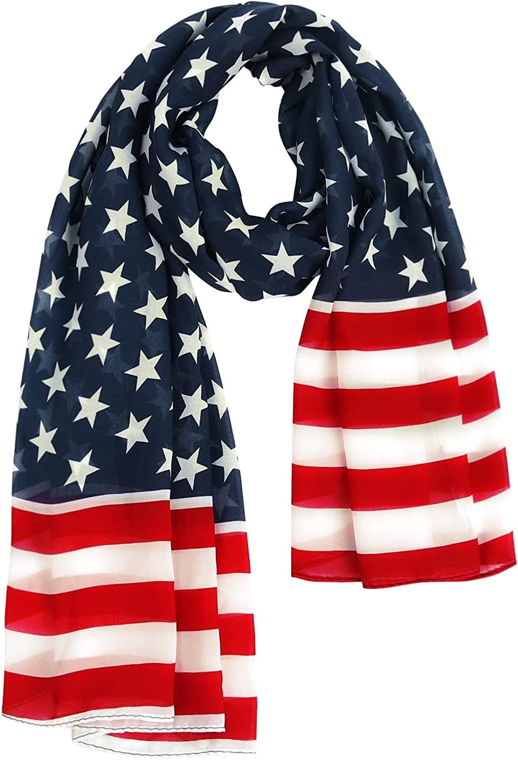 E-Clover Women Soft Floral Print Shawl Chiffon Sheer Scarf Apparel & Accessories > Clothing Accessories > Scarves & Shawls E-Clover American Flag  