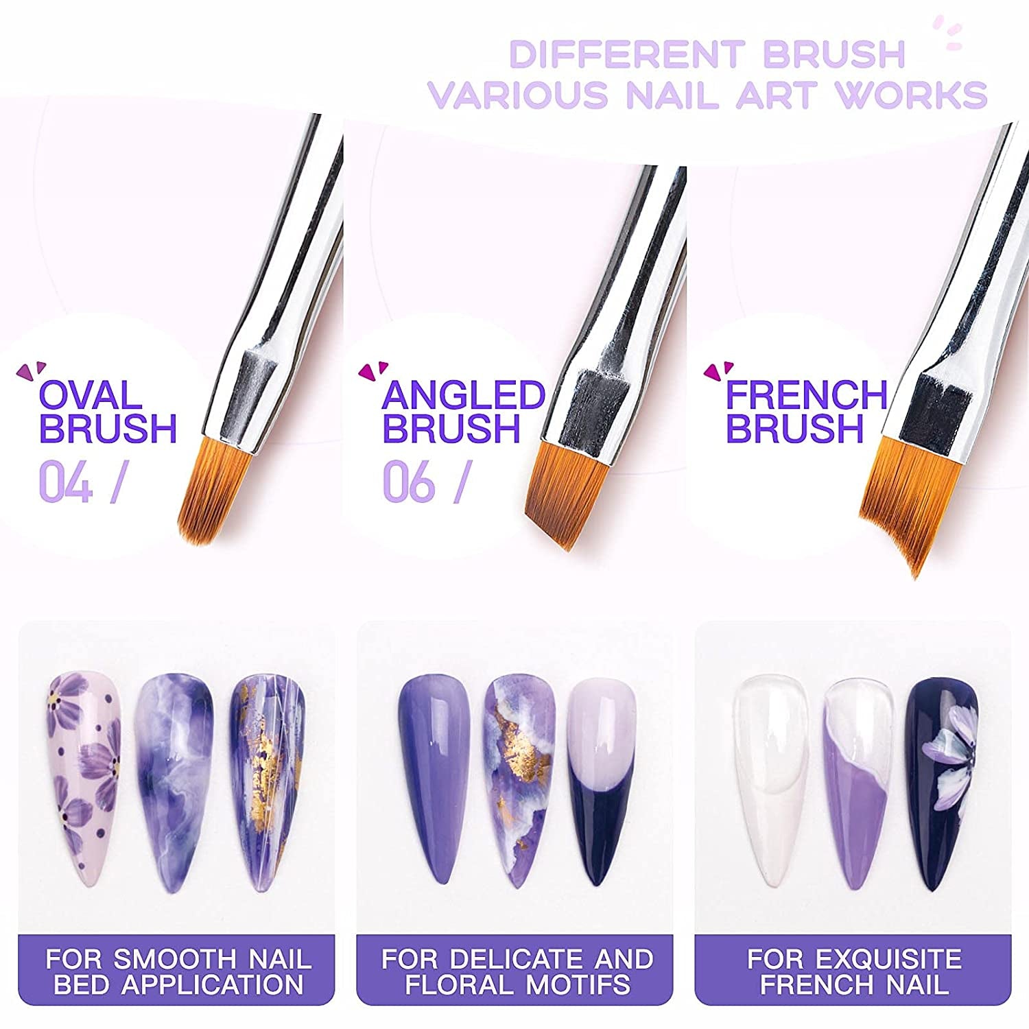 Gellen 6Pcs Gel Nail Brush Set, Nail Art Design Brushes for Color, UV Builder Gel Brush, Poly Extension Gel Brush, Nail Art Painting Tools , for Salon at Home DIY Manicure Health & Beauty > Personal Care > Cosmetics > Cosmetic Tools > Nail Tools GELLEN   