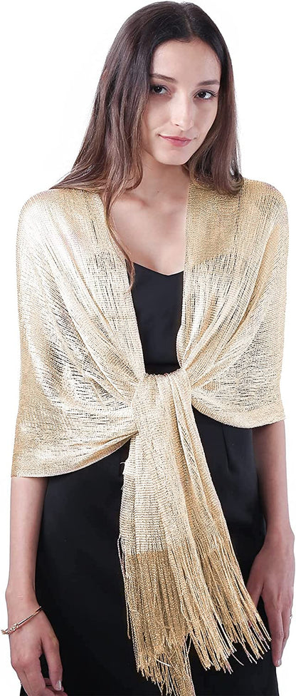 Missshorthair Women'S Sparkle Shawls and Wraps with Buckle for Wedding Party Dresses Apparel & Accessories > Clothing Accessories > Scarves & Shawls MissShorthair 3 Champagne 1  