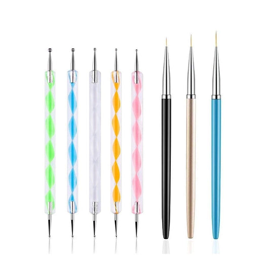 FULINJOY 5PCS Dotting Pens with 3 PCS Nail Painting Brushes, Nail Art Design Tools Health & Beauty > Personal Care > Cosmetics > Cosmetic Tools > Nail Tools FULINJOY   