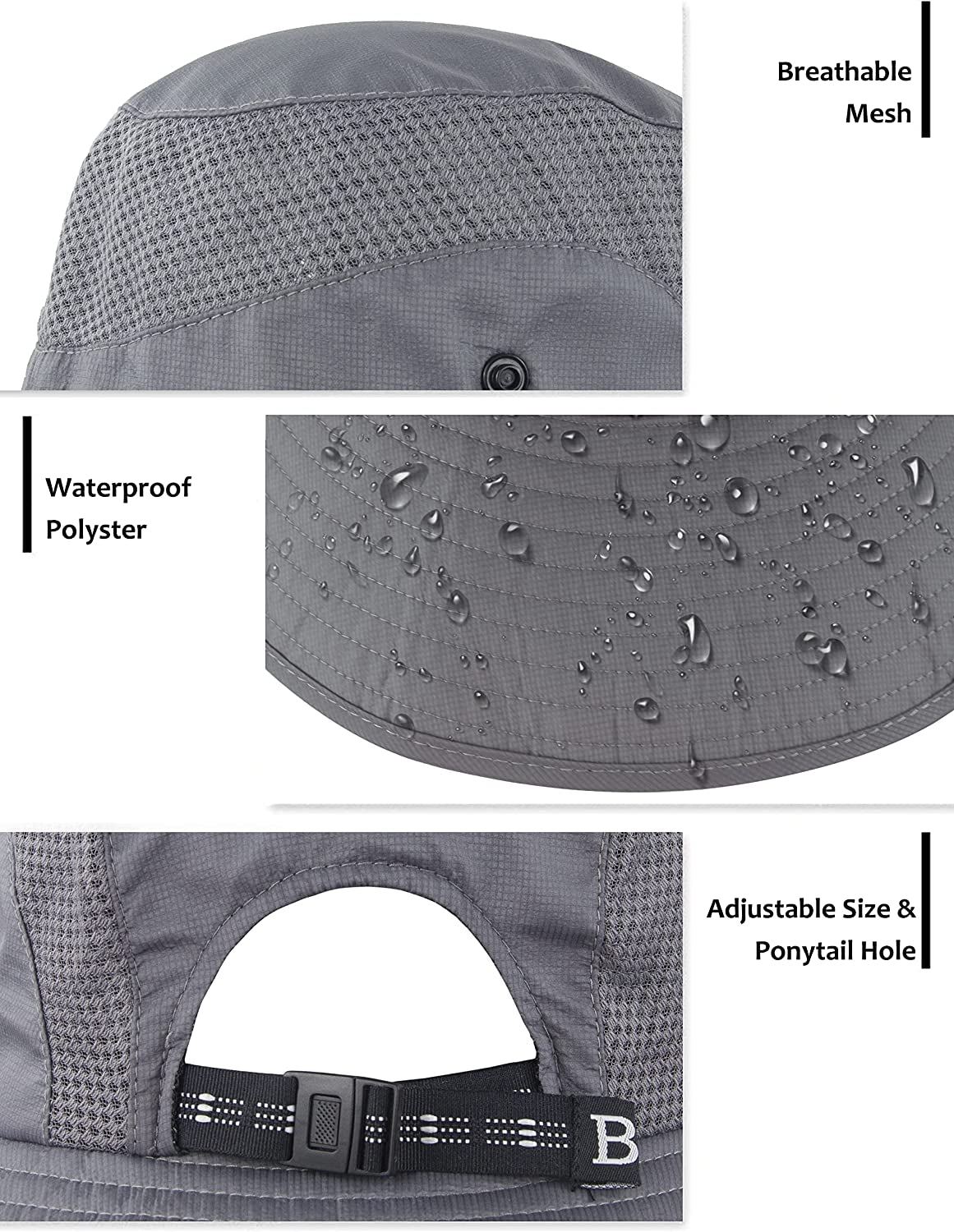 Muryobao 2 Pack Womens Sun Hat Wide Brim UV Protection Beach Hats with Ponytail Hole Apparel & Accessories > Clothing Accessories > Hats Muryobao   