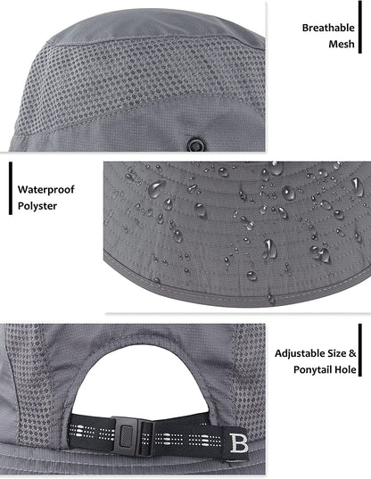 Muryobao 2 Pack Womens Sun Hat Wide Brim UV Protection Beach Hats with Ponytail Hole Apparel & Accessories > Clothing Accessories > Hats Muryobao   