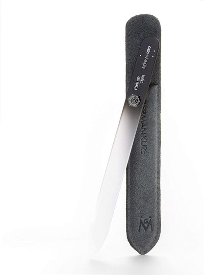 GERMANIKURE Mantra Glass Nail File in Suede Case, Ethically Made in Czech Republic - Professional Manicure & Pedicure Tools for Smooth Easy Shaping of Natural Fingernails Health & Beauty > Personal Care > Cosmetics > Cosmetic Tools > Nail Tools GERmanikure Books and Coffee  