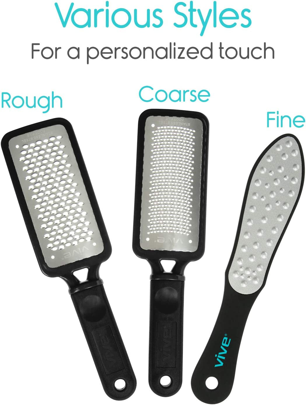Vive Foot File (3 Pack) - Callus Remover Pedicure Tool Kit for Men, Women Care - Dead Skin Heel Scrub Shaver and Rough Patch Eliminator Remover for Dry and Wet Toe and Feet Peel - Rasp Scrubber Blade Health & Beauty > Personal Care > Foot Care Vive   