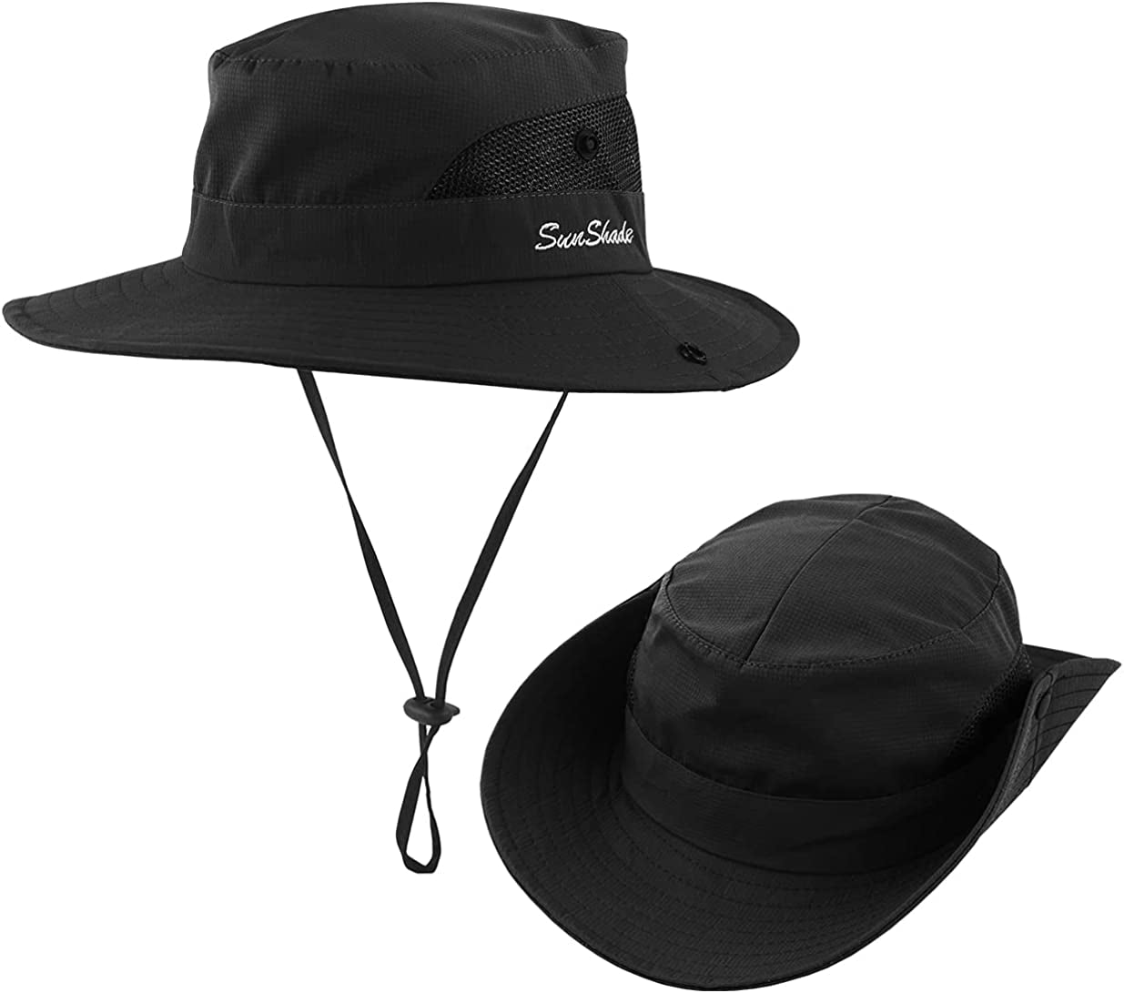 IYEBRAO 2 Pack Womens Ponytail Sun Hat UV Protection Bucket Hats Foldable Wide Brim Summer Boonie Beach Cap Fishing Hiking Apparel & Accessories > Clothing Accessories > Hats 29 IYEBRAO   