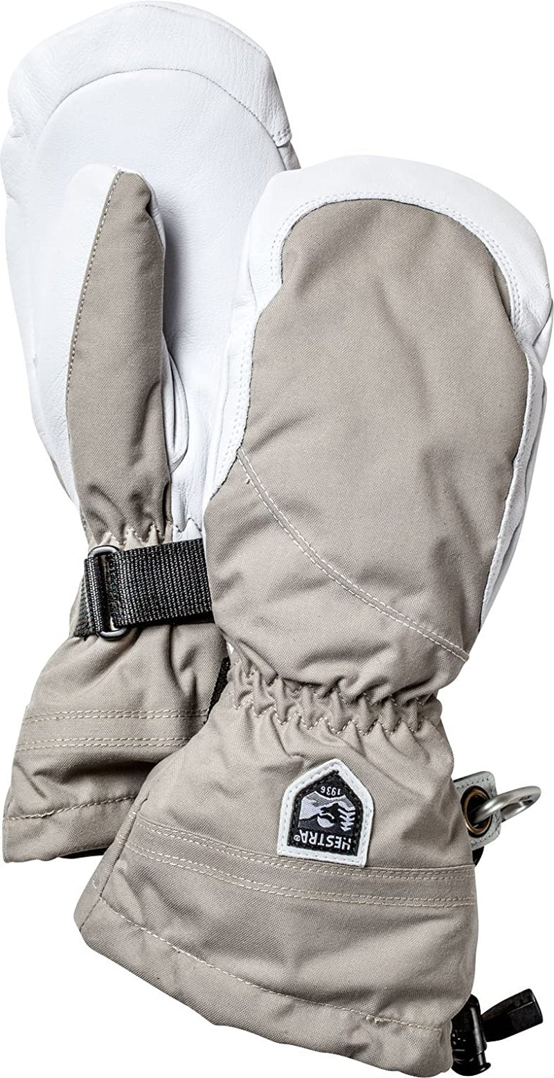 Hestra Heli Ski Womens Glove - Classic Leather Snow Mitten for Skiing, Snowboarding and Mountaineering (Women’S Fit) Apparel & Accessories > Clothing Accessories > Gloves & Mittens Hestra Khaki/Off White 9 