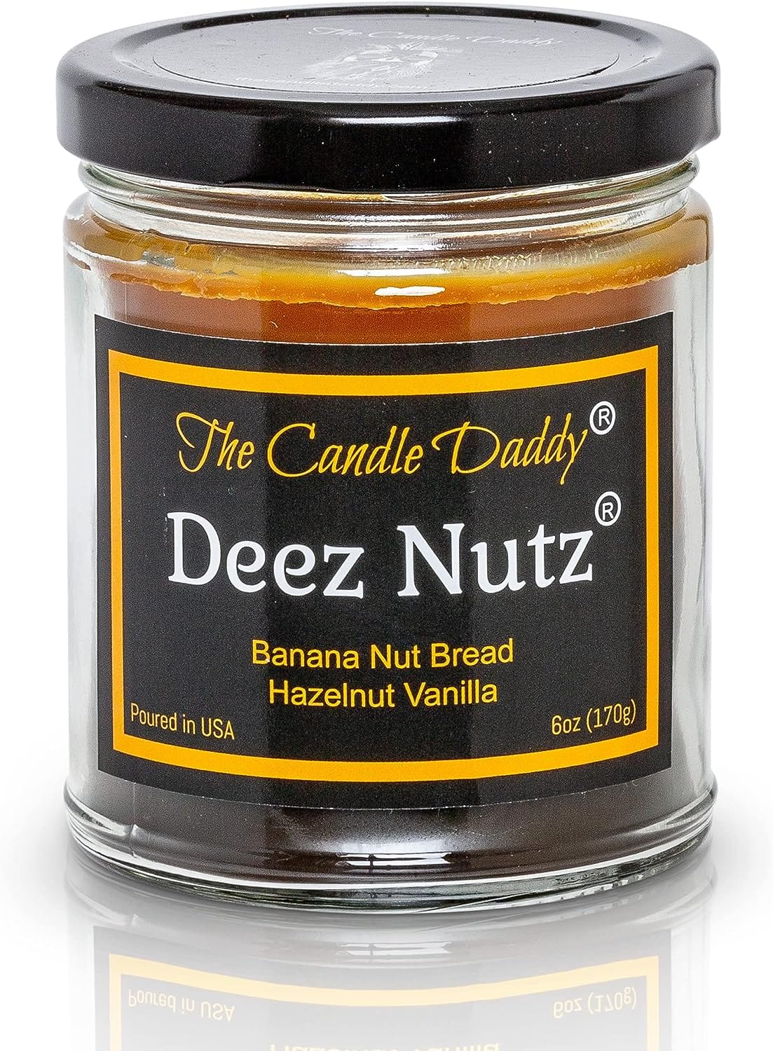 Deez Nutz- Funny- Banana Nut Bread- Hazelnut Vanilla- Scented Candle- Double Pour- 6 Ounce- 40 Hour Burn Time