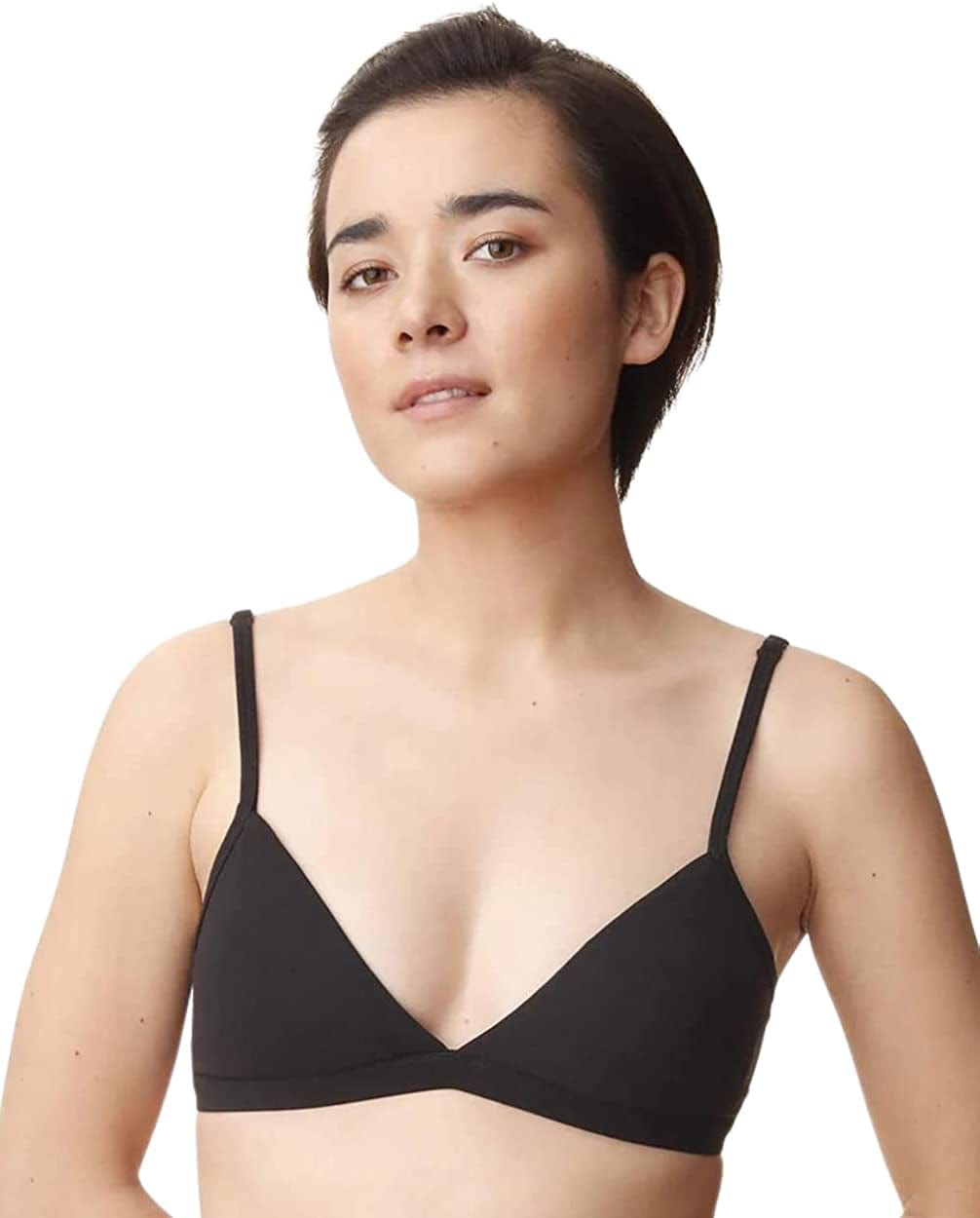 Delilah - Women’S Organic Cotton Wireless T-Shirt Bra, Removable Pads - AAA, AA, a for Small Boobs - Tagless Black / 32A