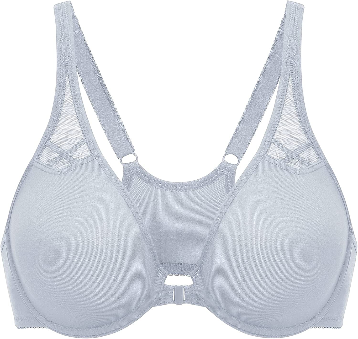 DELIMIRA Women'S Racerback Front Closure plus Size Seamless Comfort Underwire Bra Opal Gray / 40F