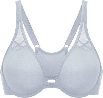 DELIMIRA Women'S Racerback Front Closure plus Size Seamless Comfort Underwire Bra Opal Gray / 40F
