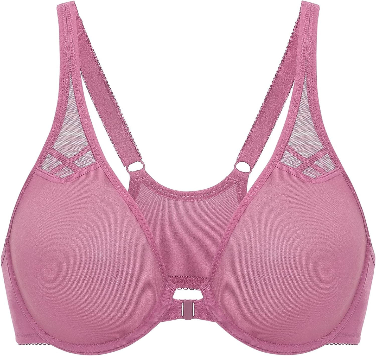 DELIMIRA Women'S Racerback Front Closure plus Size Seamless Comfort Underwire Bra Brown Rose / 36D