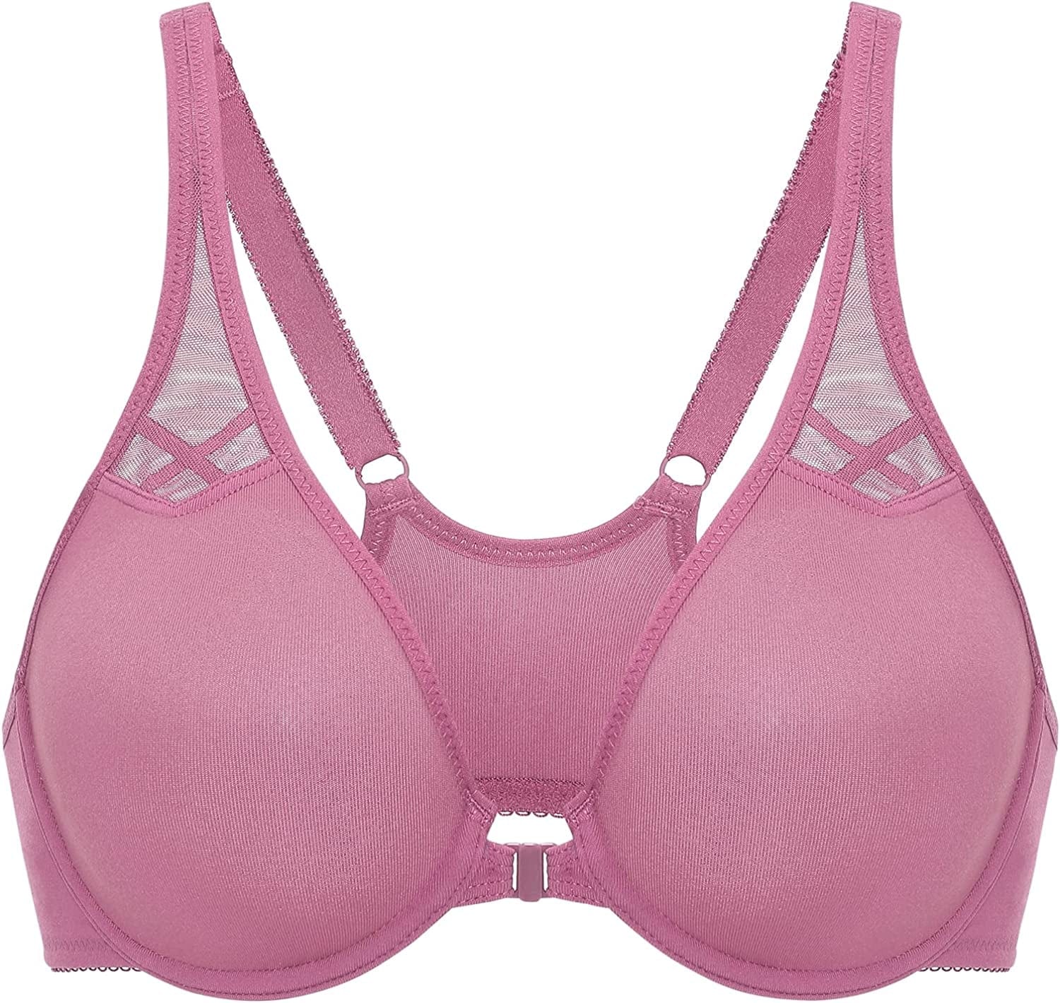 DELIMIRA Women'S Racerback Front Closure plus Size Seamless Comfort Underwire Bra Brown Rose / 36D