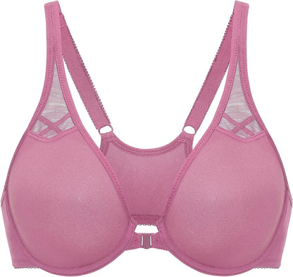 DELIMIRA Women'S Racerback Front Closure plus Size Seamless Comfort Underwire Bra Brown Rose / 36D