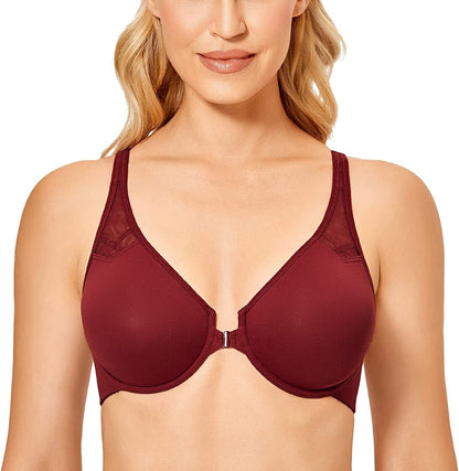 DELIMIRA Women'S Racerback Front Closure plus Size Seamless Comfort Underwire Bra Dark Rust / 34DD
