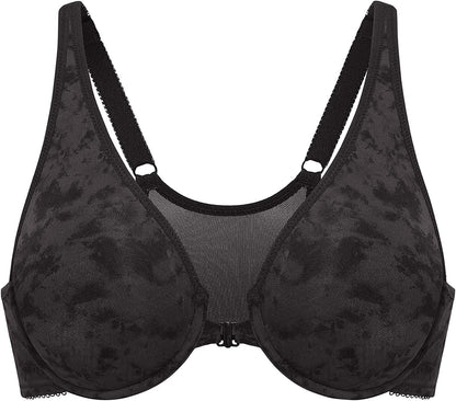 DELIMIRA Women'S Racerback Front Closure plus Size Seamless Comfort Underwire Bra Smoke Fills the Air (Dark Grey) / 32C