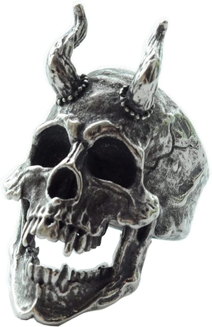 Demon Head Skull Ring Big Horned Stainless Steel Biker Jewelry Ring Men C / 13
