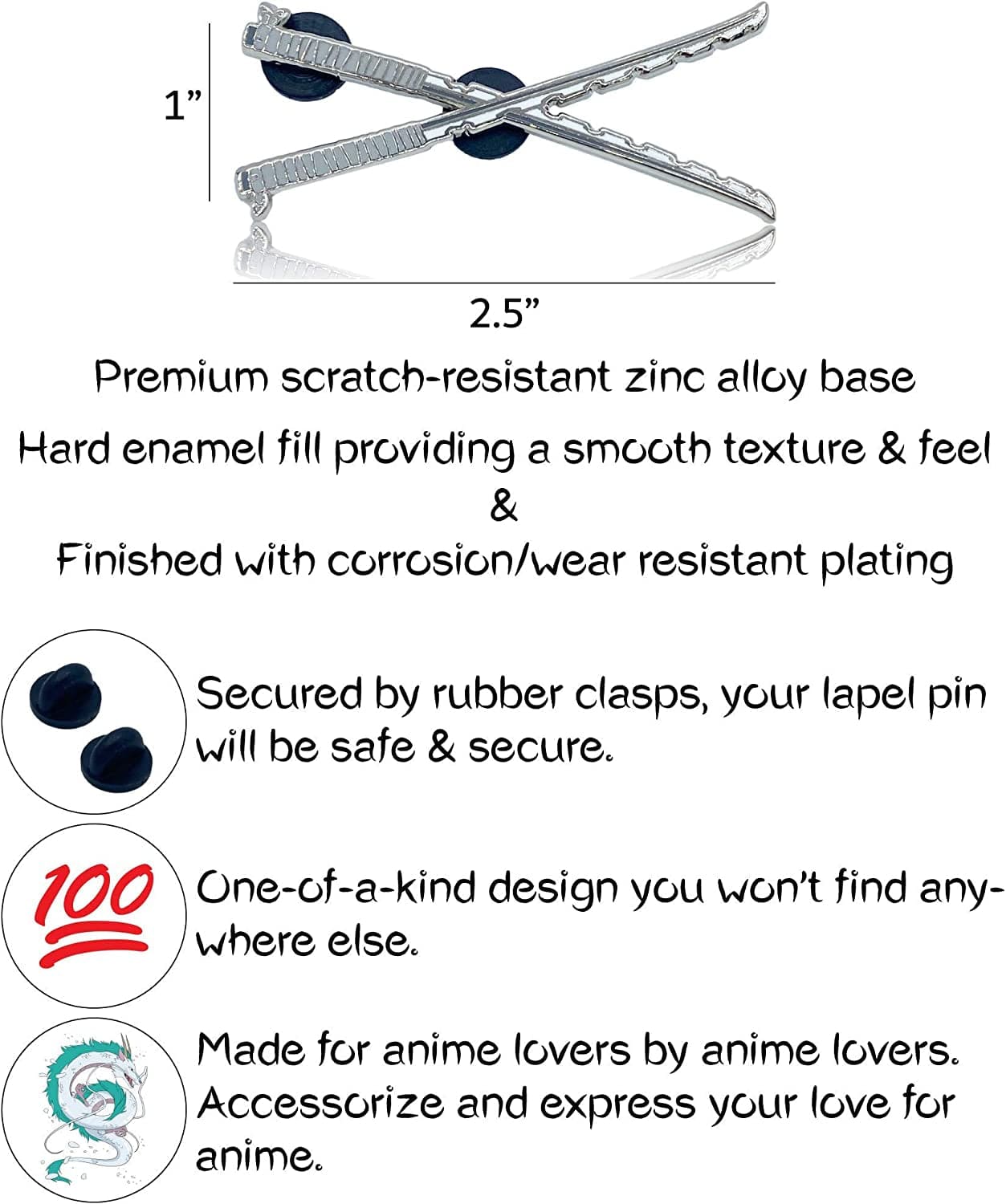 Demon Slayer Sword Katana Lapel Pins in Various Styles