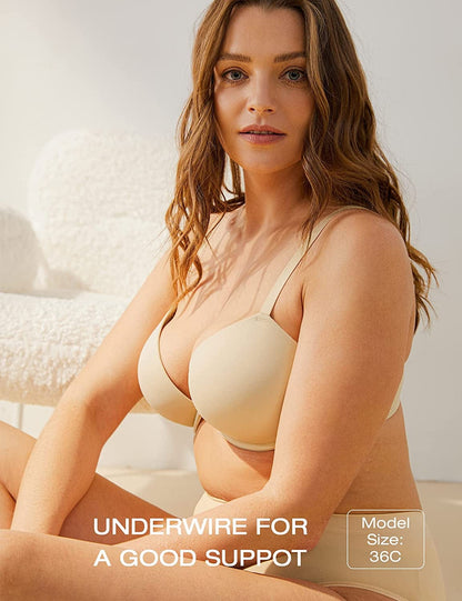 Deyllo Women’S Push up Underwire Bra Super Padded T-Shirt Bra Add Two Cups