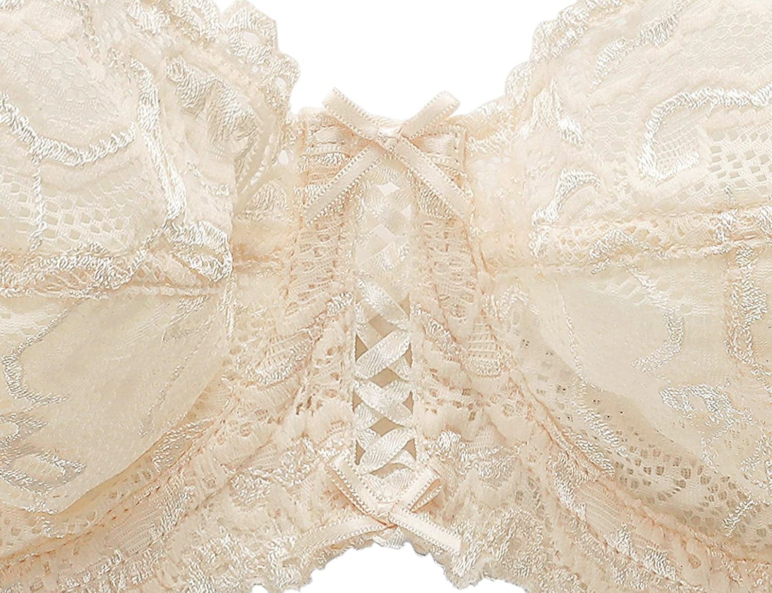 Deyllo Women’S Sheer Lace Bra Underwire Unlined Bra Full Coverage n Padded