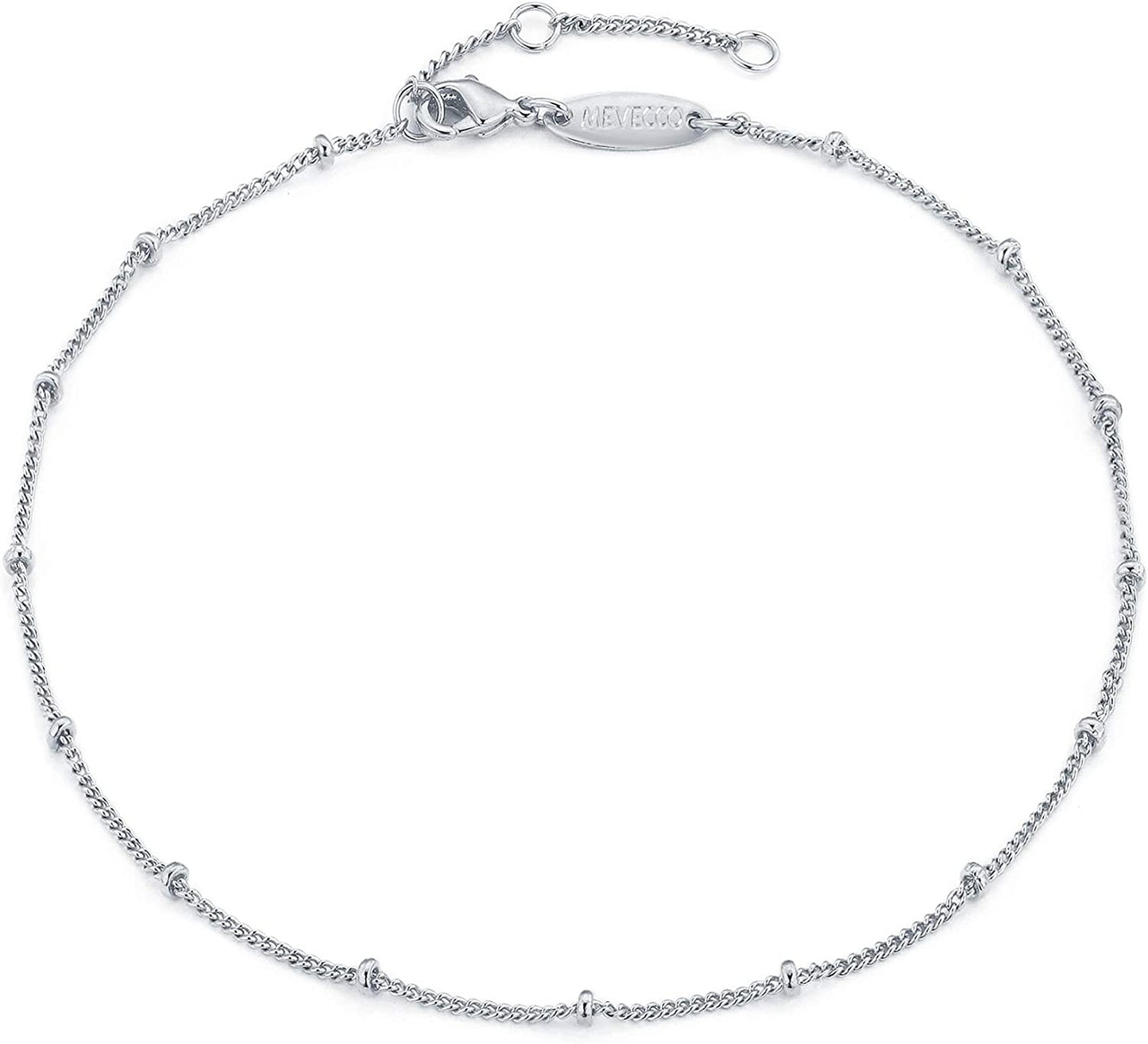 Mevecco Gold Evil Eye Charm Anklet,14K Gold Plated Boho Beach Dainty Cute Tiny Lucky Star Foot Chain Ankle Bracelet Silver Beaded Chain Anklet for Women Apparel & Accessories > Jewelry > Anklets MEVECCO Silver Bead  