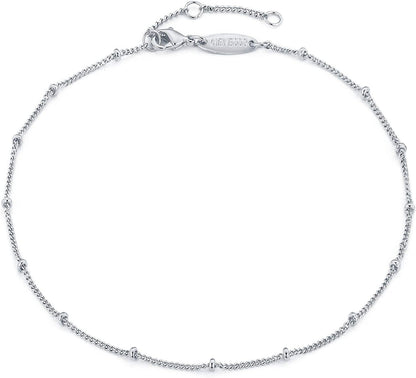 Mevecco Gold Evil Eye Charm Anklet,14K Gold Plated Boho Beach Dainty Cute Tiny Lucky Star Foot Chain Ankle Bracelet Silver Beaded Chain Anklet for Women Apparel & Accessories > Jewelry > Anklets MEVECCO Silver Bead  