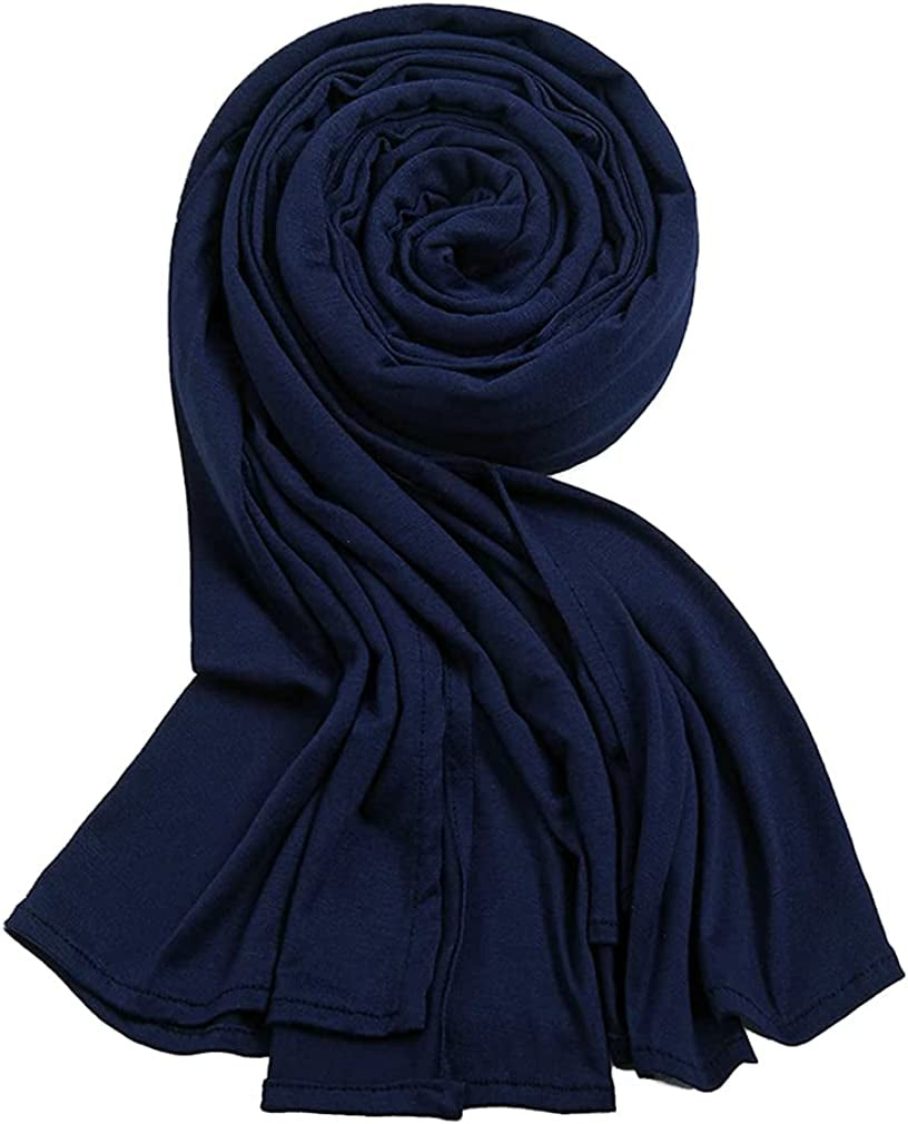 Hophor Soft Stretch Head Wrap Scarfs Long Turban Head Wrap Tie for Women Apparel & Accessories > Clothing Accessories > Bandanas & Headties Hophor Navy Blue  