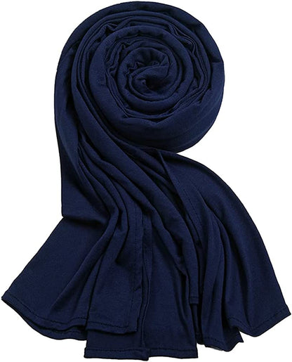 Hophor Soft Stretch Head Wrap Scarfs Long Turban Head Wrap Tie for Women Apparel & Accessories > Clothing Accessories > Bandanas & Headties Hophor Navy Blue  