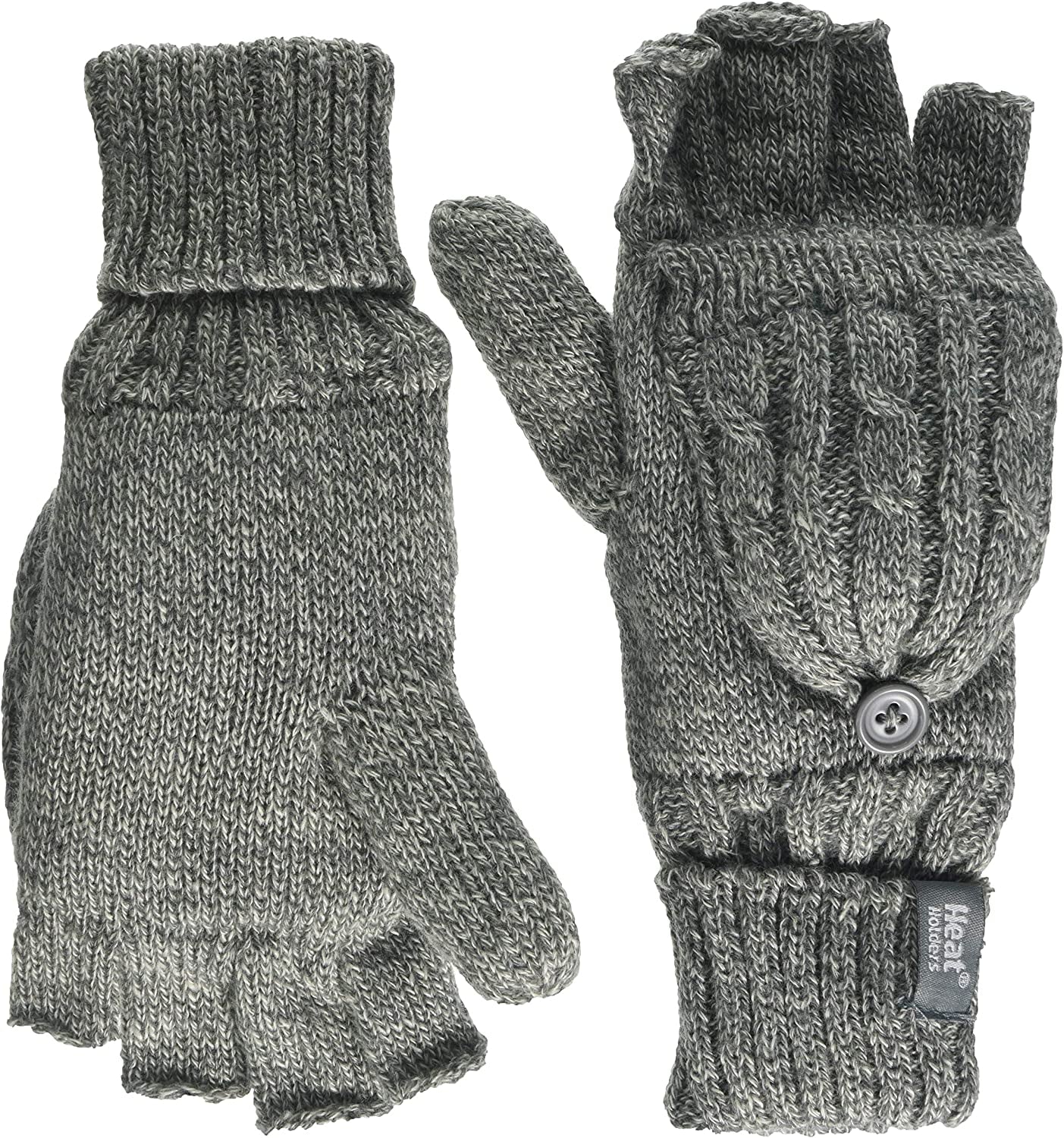 Heat Holders - Women'S Thermal Converter Fingerless Cable Knit 2.3 Tog Gloves - One Size Apparel & Accessories > Clothing Accessories > Gloves & Mittens HEAT HOLDERS Light Grey  