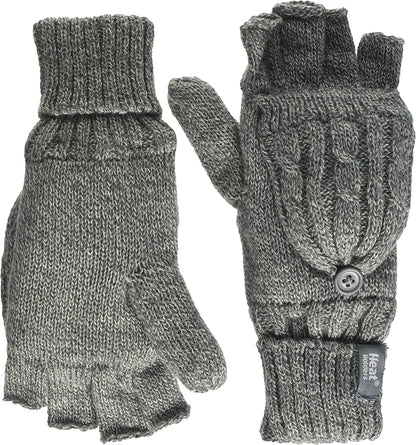 Heat Holders - Women'S Thermal Converter Fingerless Cable Knit 2.3 Tog Gloves - One Size Apparel & Accessories > Clothing Accessories > Gloves & Mittens HEAT HOLDERS Light Grey  
