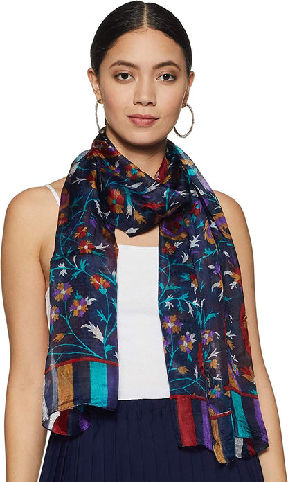 Stylore 100% Silk Scarf Long Lightweight Sunscreen Shawl Wrap Scarves Apparel & Accessories > Clothing Accessories > Scarves & Shawls Stylore Ps Navyblue  