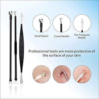 Pimple Popper Tool Kit 11 Pcs, Ybaoo Blackhead Remover Pimple Extractor Tools with Metal Case for Quick and Easy Removal of Blackheads,Pimples,Whiteheads,Zit Popper,Forehead,Facial and Nose (Black) Health & Beauty > Personal Care > Cosmetics > Cosmetic Tools > Skin Care Tools Ybaoo   