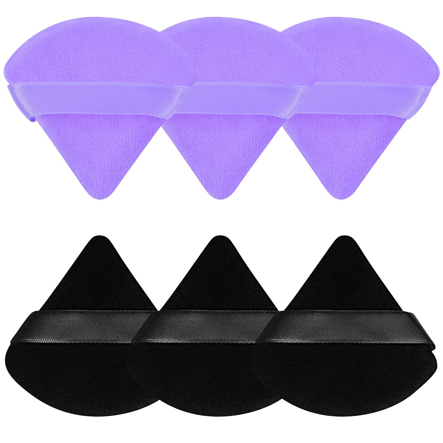 Pimoys 6 Pieces Powder Puff Face Soft Triangle Makeup Puff for Loose Powder Body Powder, Wedge Shape Velour Cosmetic Sponge for Contouring, under Eyes and Corners, Beauty Makeup Tools Health & Beauty > Personal Care > Cosmetics > Cosmetic Tools > Makeup Tools Pimoys Black and Purple  