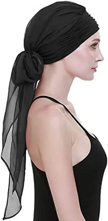 Chemo Headwear Headwrap Scarf Cancer Caps Gifts for Hair Loss Women Apparel & Accessories > Clothing Accessories > Bandanas & Headties FocusCare Both Black  