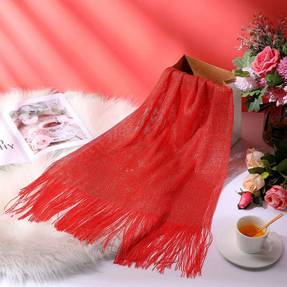 Metallic Shimmering Shawls and Wraps with Snowflake Scarf Clip for Evening Dress Apparel & Accessories > Clothing Accessories > Scarves & Shawls SATINIOR   