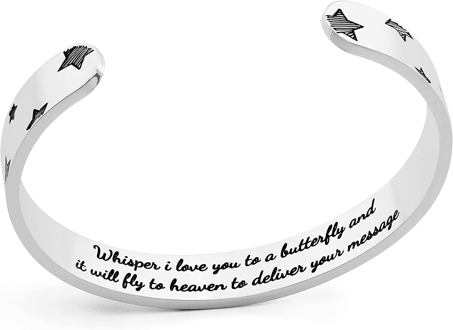 Arifoo Bracelets for Women Personalized Inspirational Jewelry Mantra Cuff Bangle Friend Encouragement Gift for Her Apparel & Accessories > Jewelry > Bracelets Arifoo whisper i love you to a butterfly and it will fly to heaven to deliver your message  